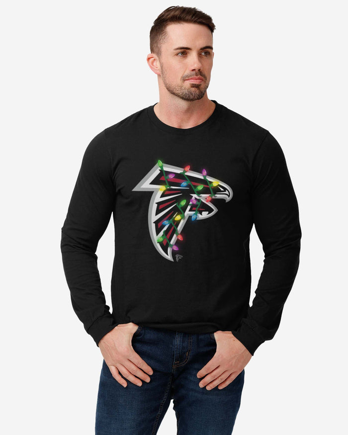 Atlanta Falcons Primary Logo Holiday Lights Long Sleeve T-Shirt FOCO - FOCO.com