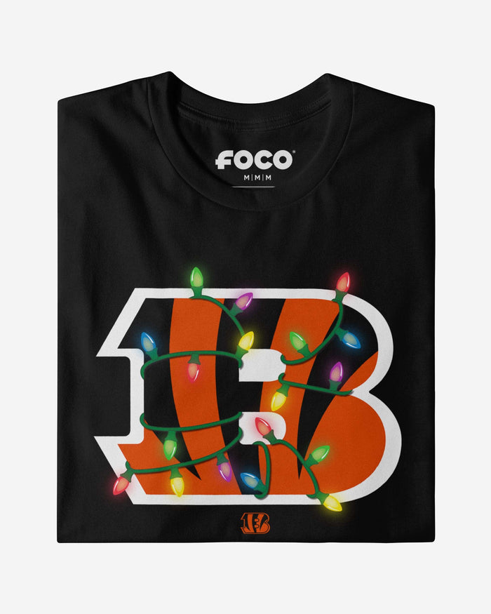 Cincinnati Bengals Primary Logo Holiday Lights Long Sleeve T-Shirt FOCO - FOCO.com