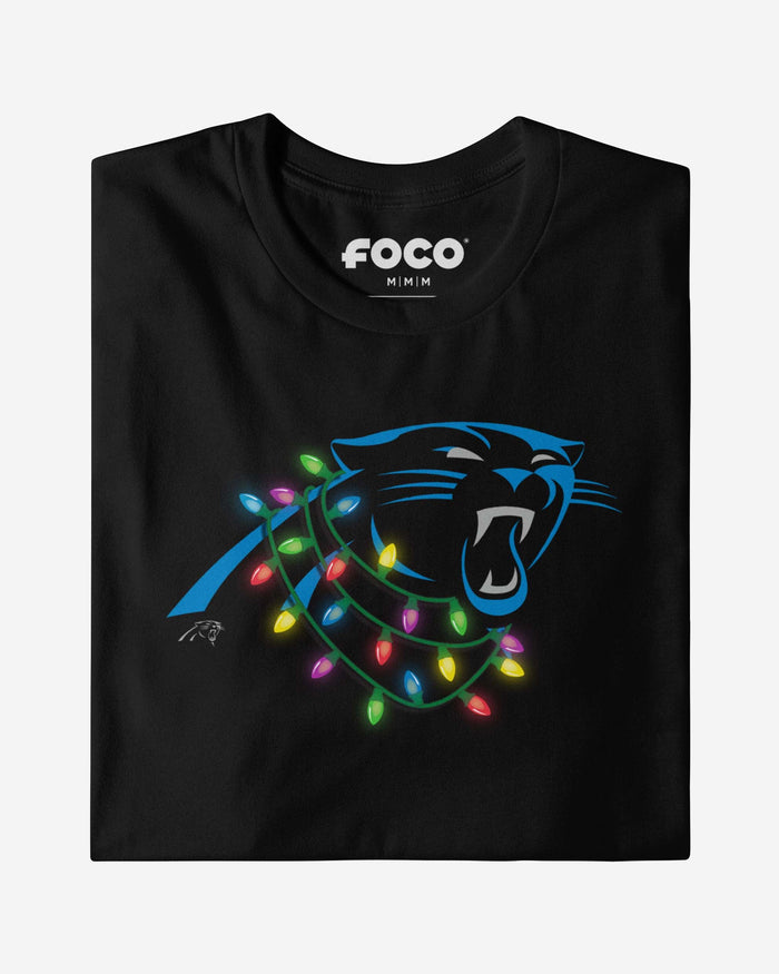 Carolina Panthers Primary Logo Holiday Lights Long Sleeve T-Shirt FOCO - FOCO.com