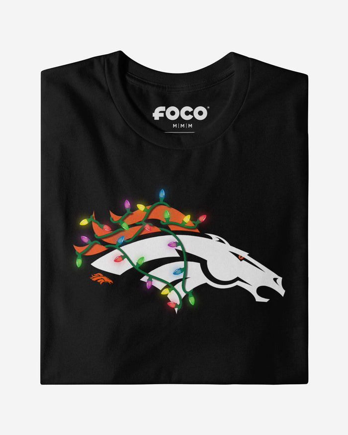 Denver Broncos Primary Logo Holiday Lights Long Sleeve T-Shirt FOCO - FOCO.com