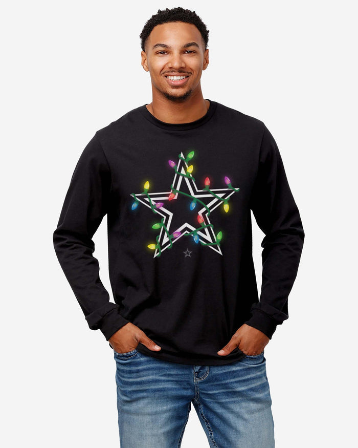 Dallas Cowboys Primary Logo Holiday Lights Long Sleeve T-Shirt FOCO - FOCO.com