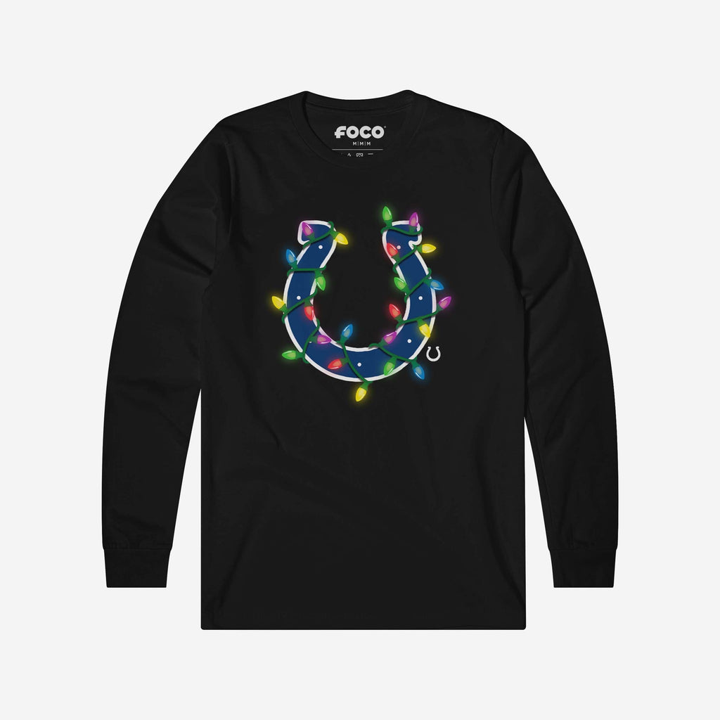 Indianapolis Colts Primary Logo Holiday Lights Long Sleeve T-Shirt FOCO S - FOCO.com