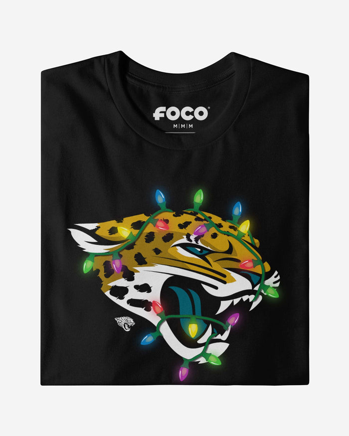 Jacksonville Jaguars Primary Logo Holiday Lights Long Sleeve T-Shirt FOCO - FOCO.com