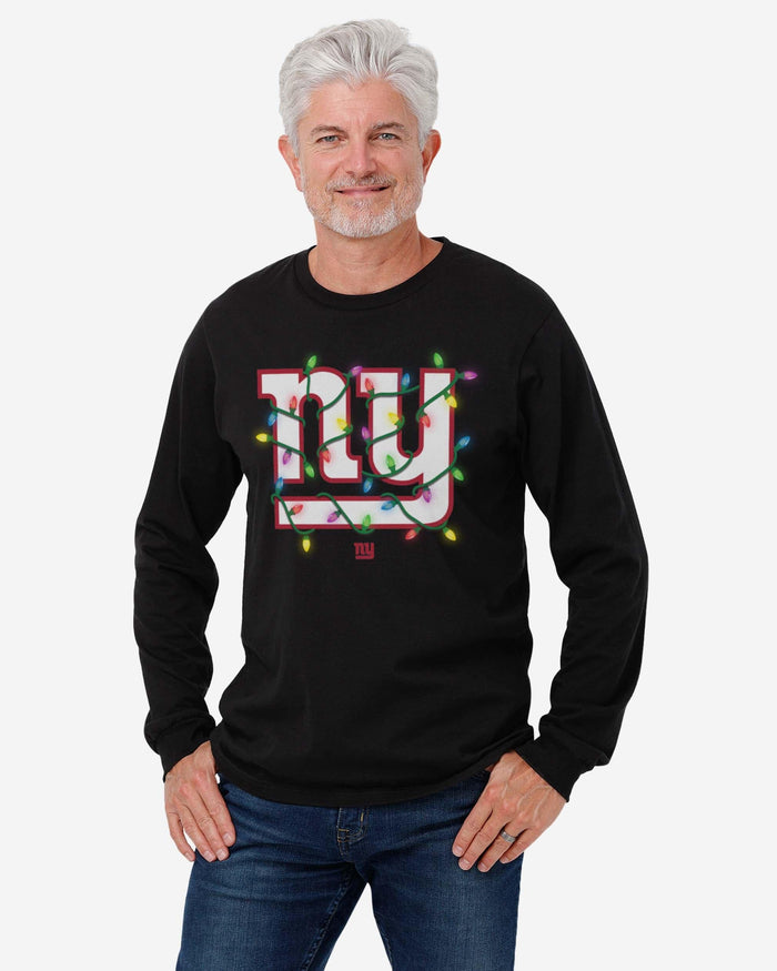 New York Giants Primary Logo Holiday Lights Long Sleeve T-Shirt FOCO - FOCO.com