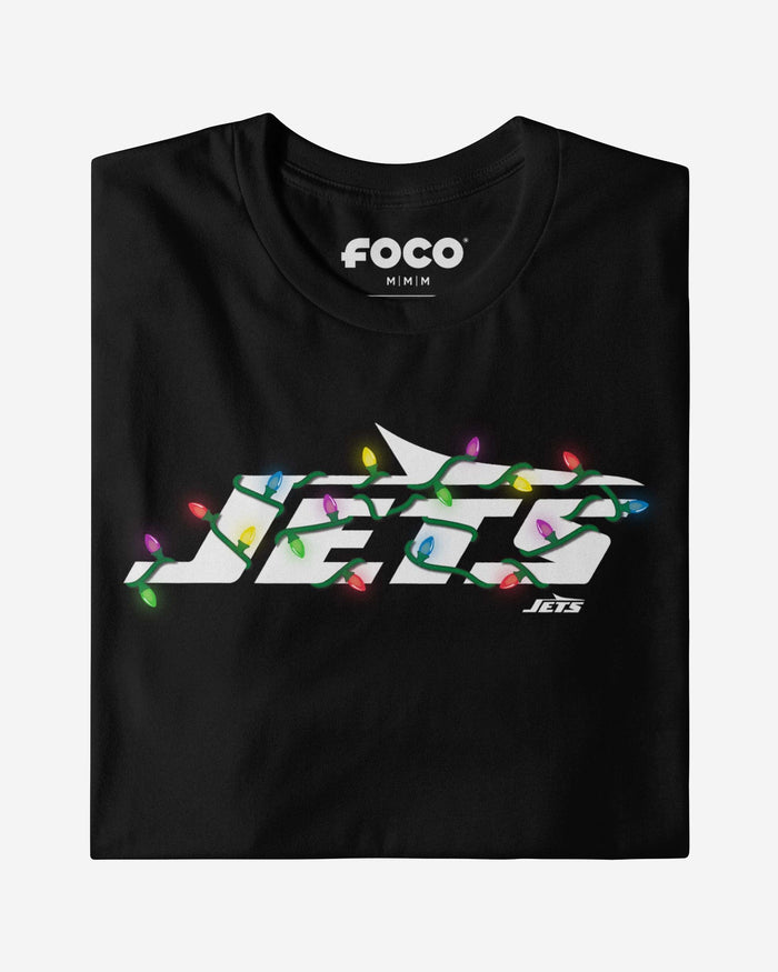 New York Jets Primary Logo Holiday Lights Long Sleeve T-Shirt FOCO - FOCO.com