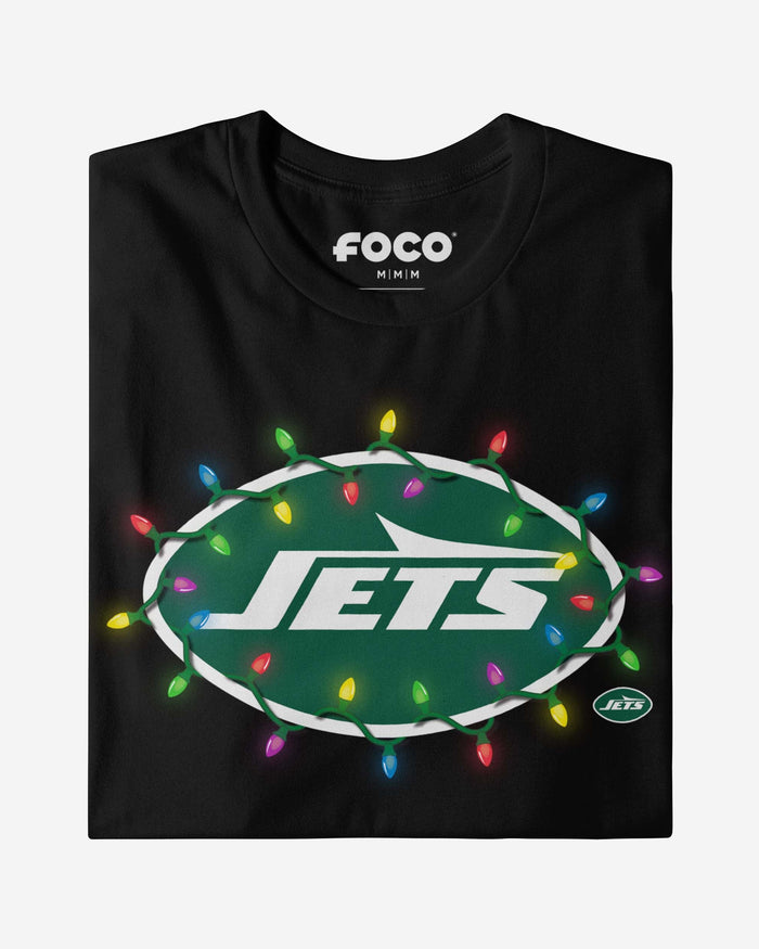 New York Jets Primary Logo Holiday Lights Long Sleeve T-Shirt FOCO - FOCO.com