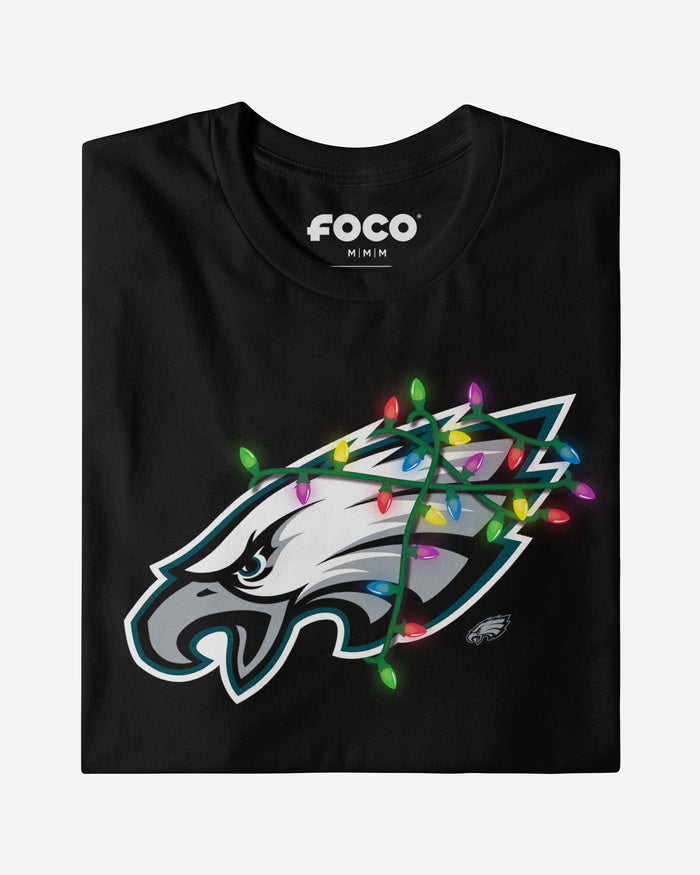 Philadelphia Eagles Primary Logo Holiday Lights Long Sleeve T-Shirt FOCO - FOCO.com