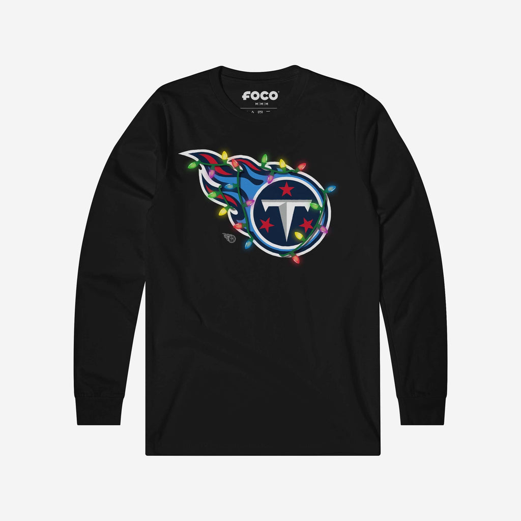 Tennessee Titans Primary Logo Holiday Lights Long Sleeve T-Shirt FOCO S - FOCO.com