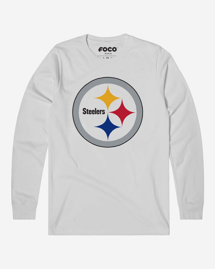 Pittsburgh Steelers Primary Logo Long Sleeve T-Shirt FOCO White S - FOCO.com