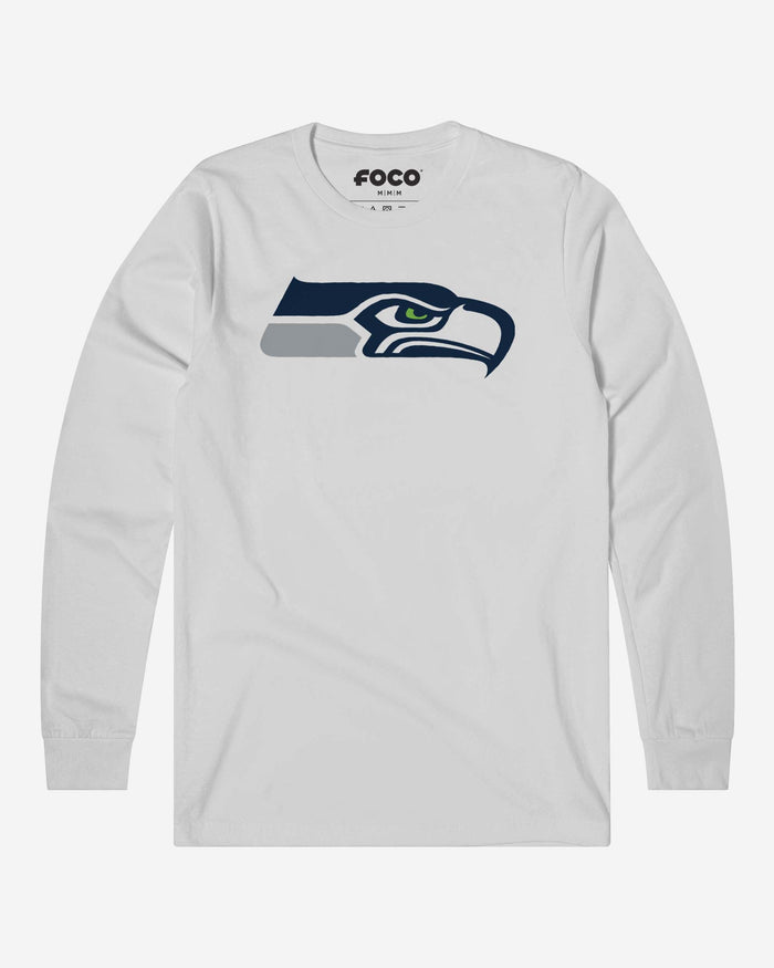 Seattle Seahawks Primary Logo Long Sleeve T-Shirt FOCO White S - FOCO.com