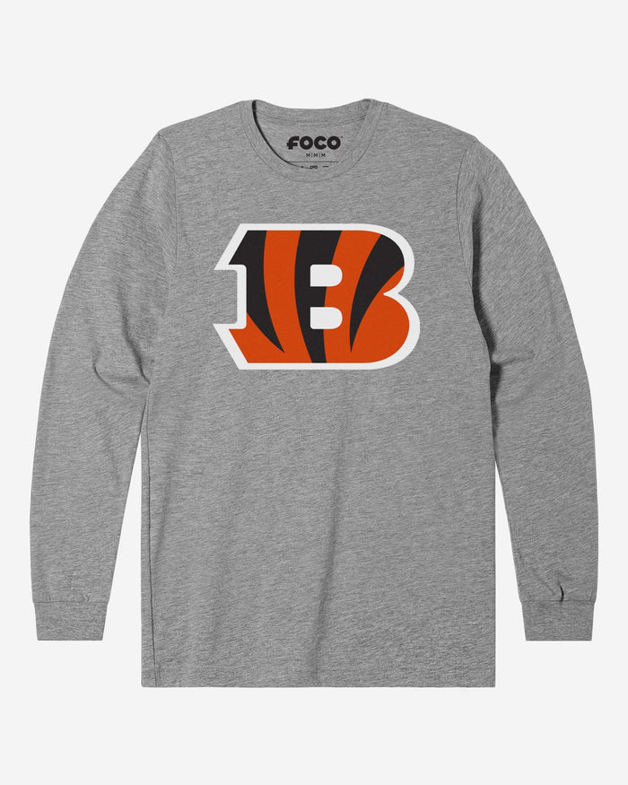 Cincinnati Bengals Primary Logo Long Sleeve T-Shirt FOCO Athletic Heather S - FOCO.com