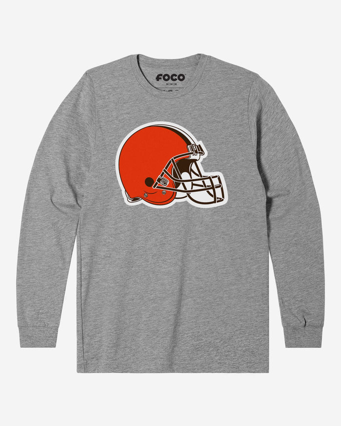 Cleveland Browns Primary Logo Long Sleeve T-Shirt FOCO Athletic Heather S - FOCO.com