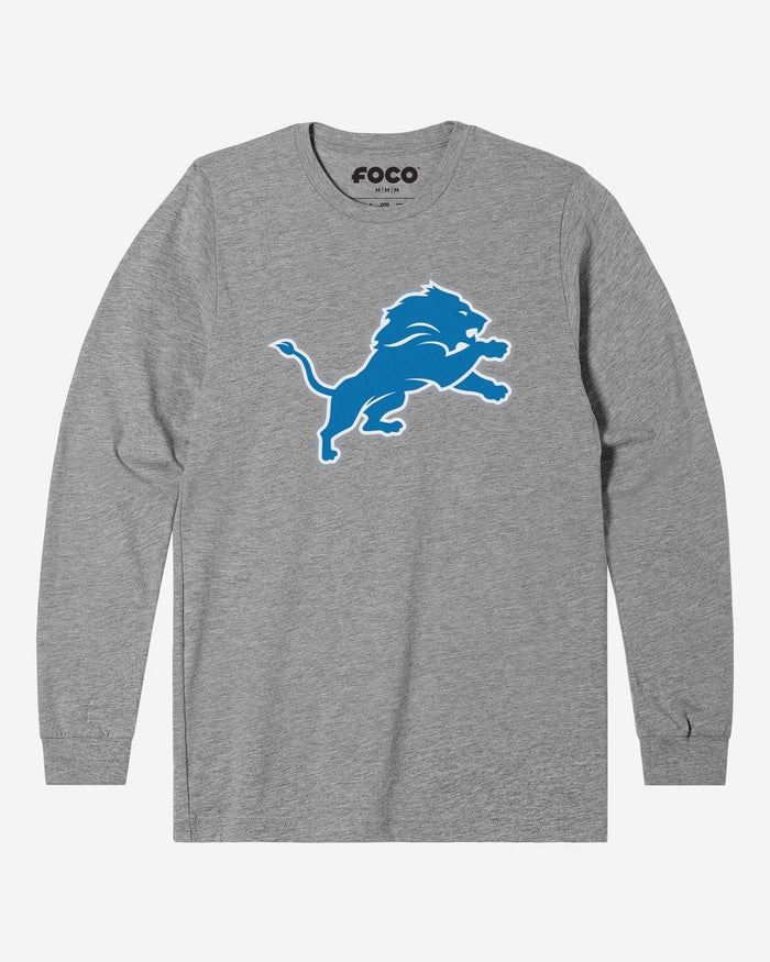 Detroit Lions Primary Logo Long Sleeve T-Shirt FOCO Athletic Heather S - FOCO.com