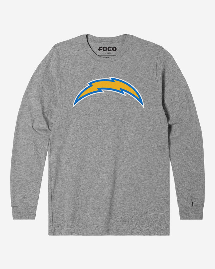 Los Angeles Chargers Primary Logo Long Sleeve T-Shirt FOCO Athletic Heather S - FOCO.com