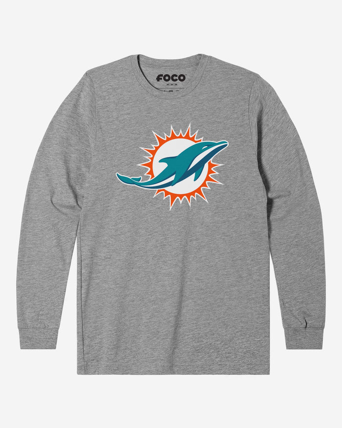 Miami Dolphins Primary Logo Long Sleeve T-Shirt FOCO Athletic Heather S - FOCO.com