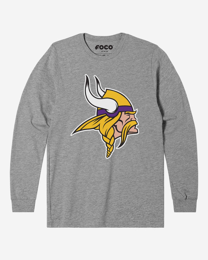 Minnesota Vikings Primary Logo Long Sleeve T-Shirt FOCO Athletic Heather S - FOCO.com