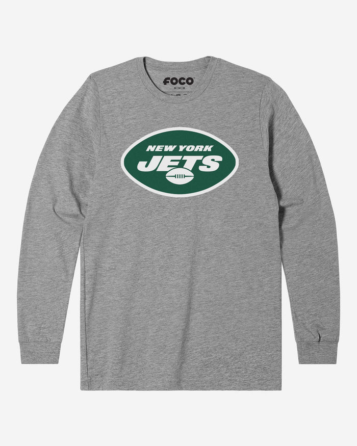 New York Jets 2019 Retro Logo Long Sleeve T-Shirt FOCO Athletic Heather S - FOCO.com