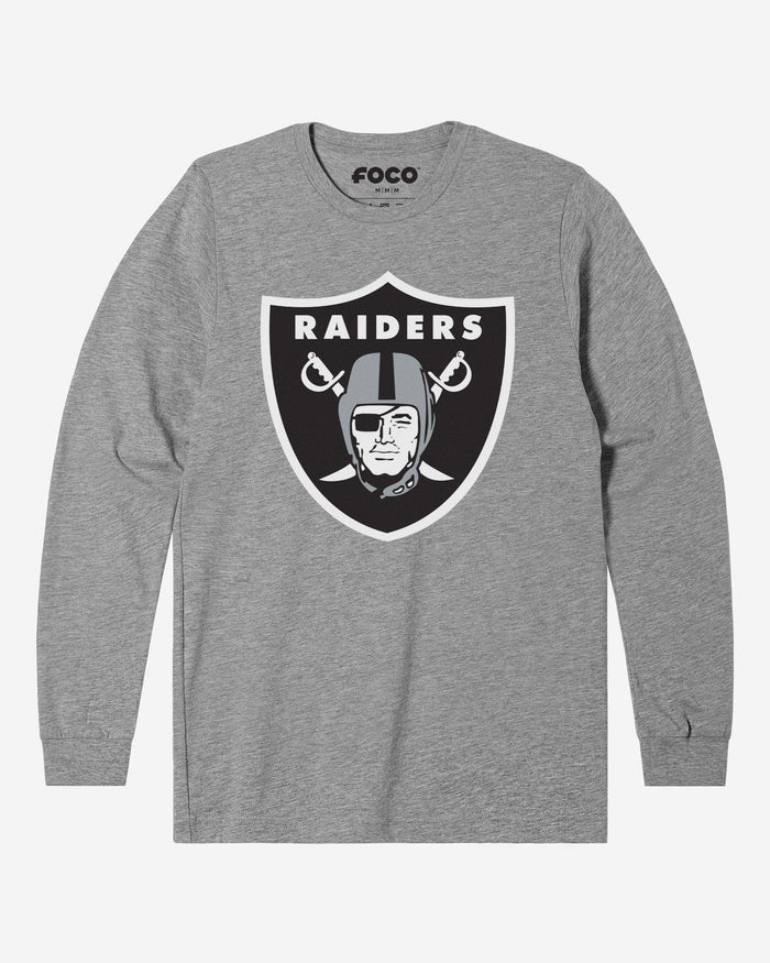 Las Vegas Raiders Primary Logo Long Sleeve T-Shirt FOCO Athletic Heather S - FOCO.com