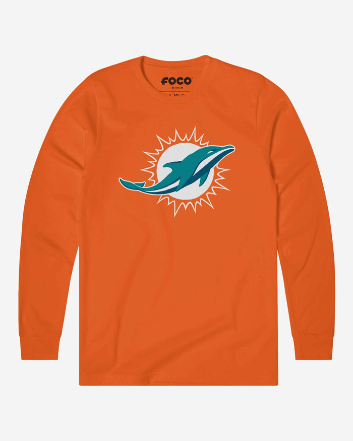 Miami Dolphins Primary Logo Long Sleeve T-Shirt FOCO Orange S - FOCO.com