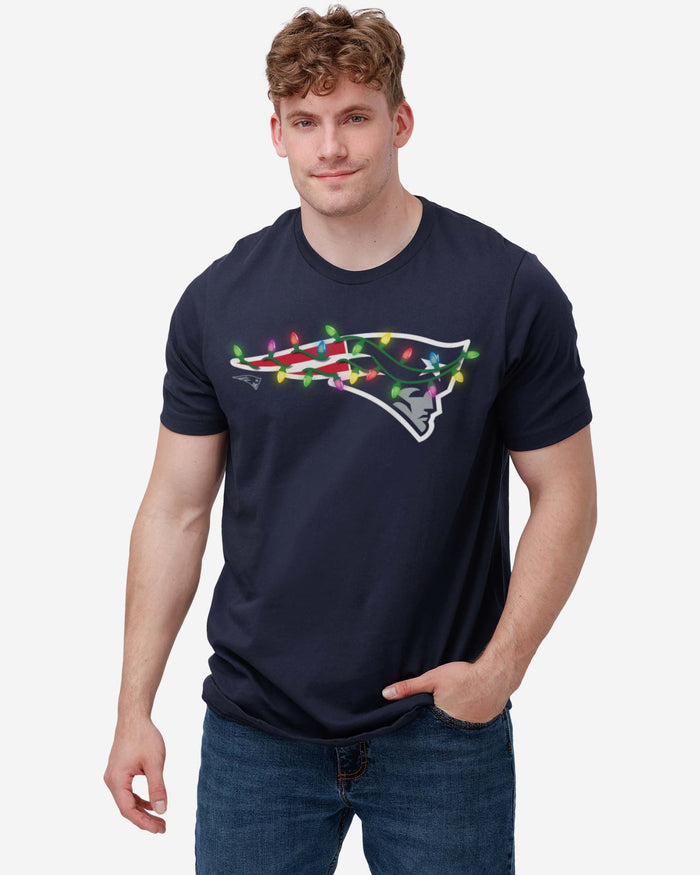 New England Patriots Primary Logo Holiday Lights T-Shirt FOCO - FOCO.com