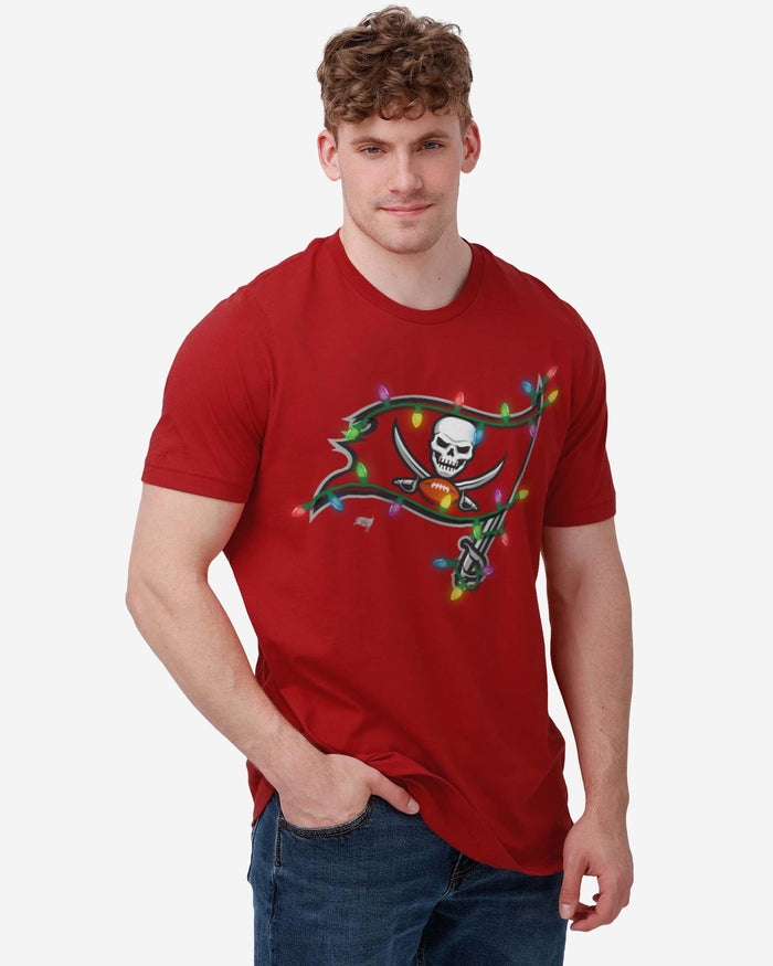 Tampa Bay Buccaneers Primary Logo Holiday Lights T-Shirt FOCO - FOCO.com