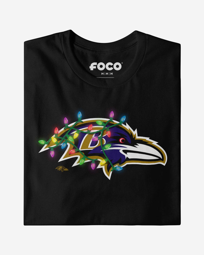 Baltimore Ravens Primary Logo Holiday Lights T-Shirt FOCO - FOCO.com