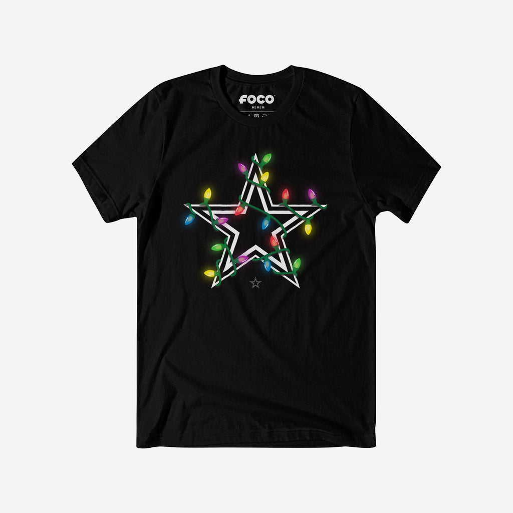 Dallas Cowboys Primary Logo Holiday Lights T-Shirt FOCO S - FOCO.com