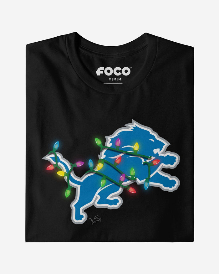 Detroit Lions Primary Logo Holiday Lights T-Shirt FOCO - FOCO.com