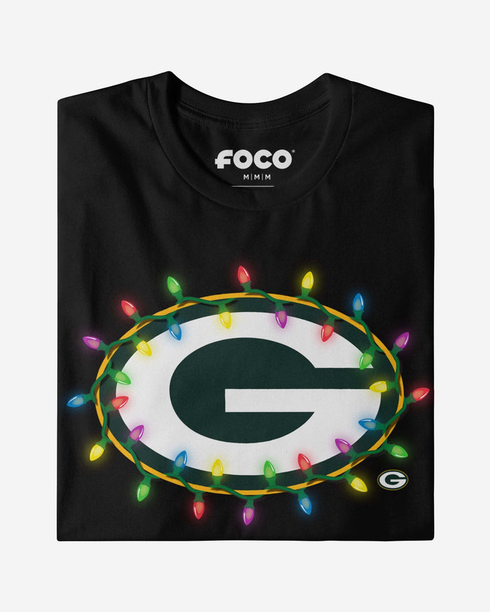 Green Bay Packers Primary Logo Holiday Lights T-Shirt FOCO - FOCO.com