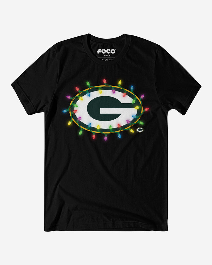 Green Bay Packers Primary Logo Holiday Lights T-Shirt FOCO S - FOCO.com