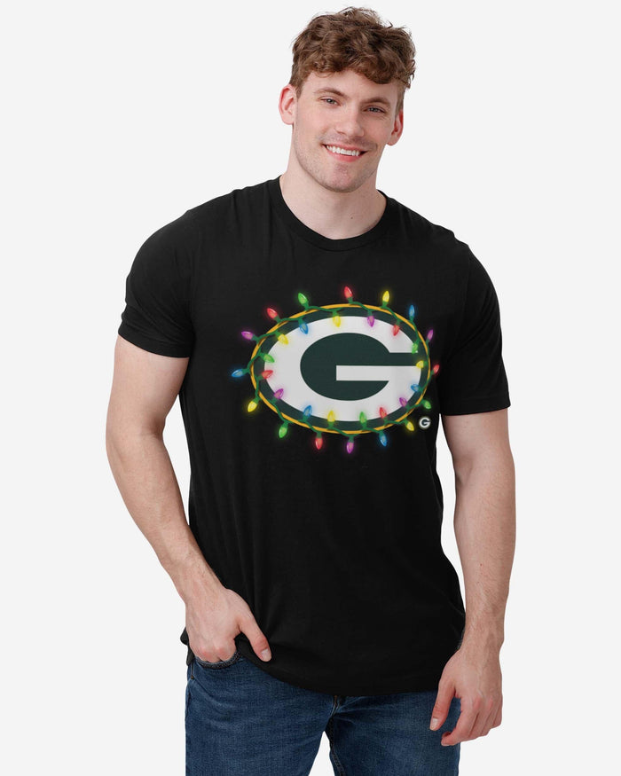 Green Bay Packers Primary Logo Holiday Lights T-Shirt FOCO - FOCO.com