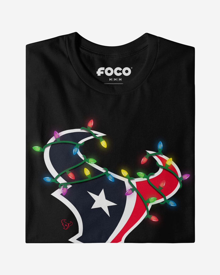 Houston Texans Primary Logo Holiday Lights T-Shirt FOCO - FOCO.com