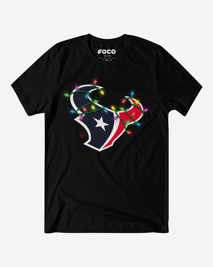 Houston Texans Primary Logo Holiday Lights T-Shirt FOCO S - FOCO.com