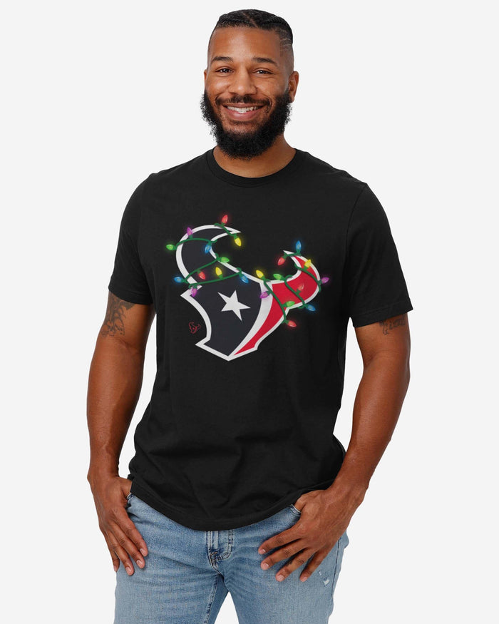 Houston Texans Primary Logo Holiday Lights T-Shirt FOCO - FOCO.com