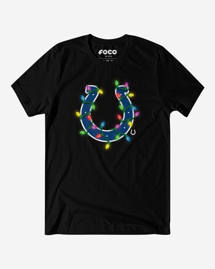 Indianapolis Colts Primary Logo Holiday Lights T-Shirt FOCO S - FOCO.com