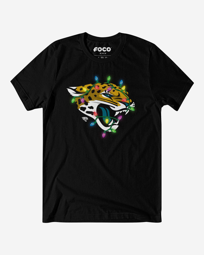 Jacksonville Jaguars Primary Logo Holiday Lights T-Shirt FOCO S - FOCO.com