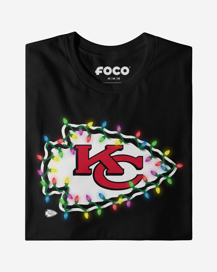 Kansas City Chiefs Primary Logo Holiday Lights T-Shirt FOCO - FOCO.com