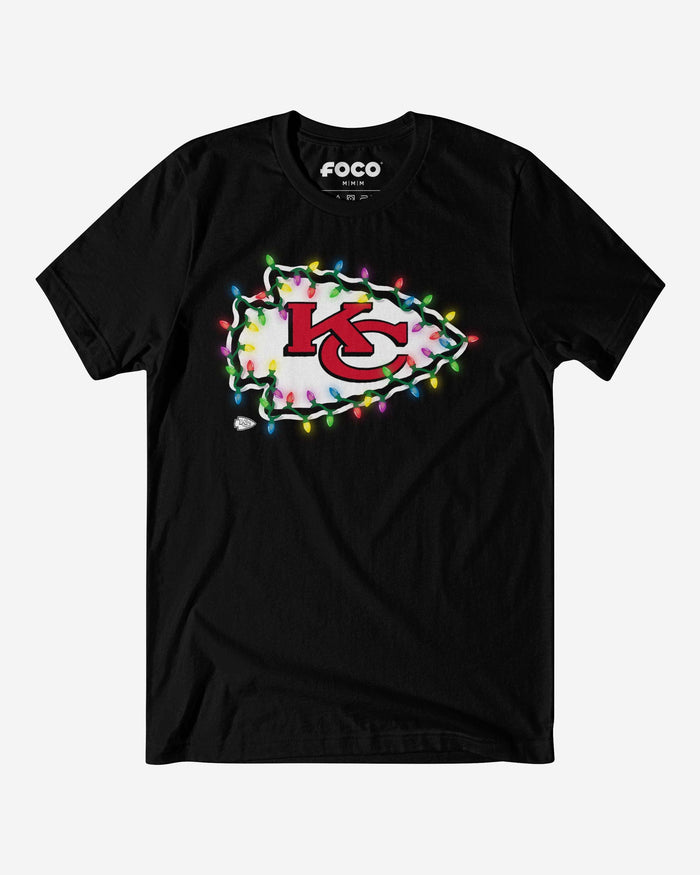 Kansas City Chiefs Primary Logo Holiday Lights T-Shirt FOCO S - FOCO.com