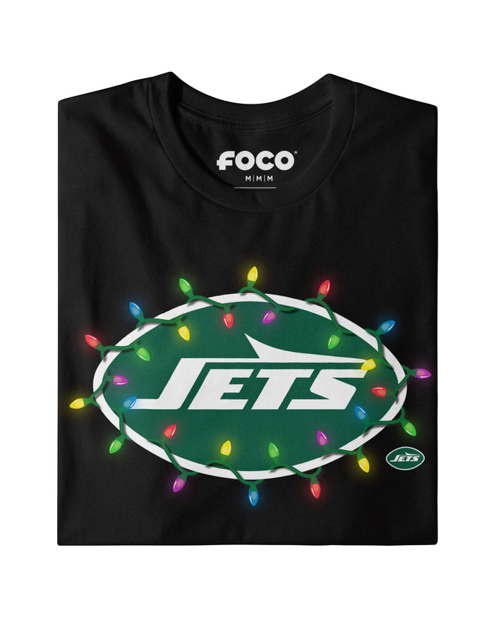 New York Jets Primary Logo Holiday Lights T-Shirt FOCO - FOCO.com