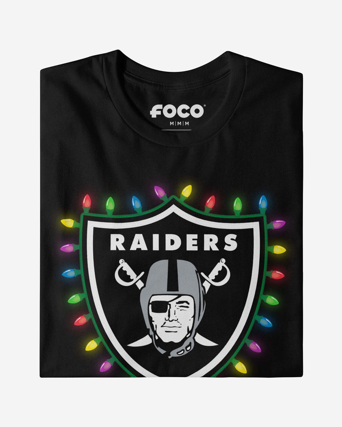 Las Vegas Raiders Primary Logo Holiday Lights T-Shirt FOCO - FOCO.com