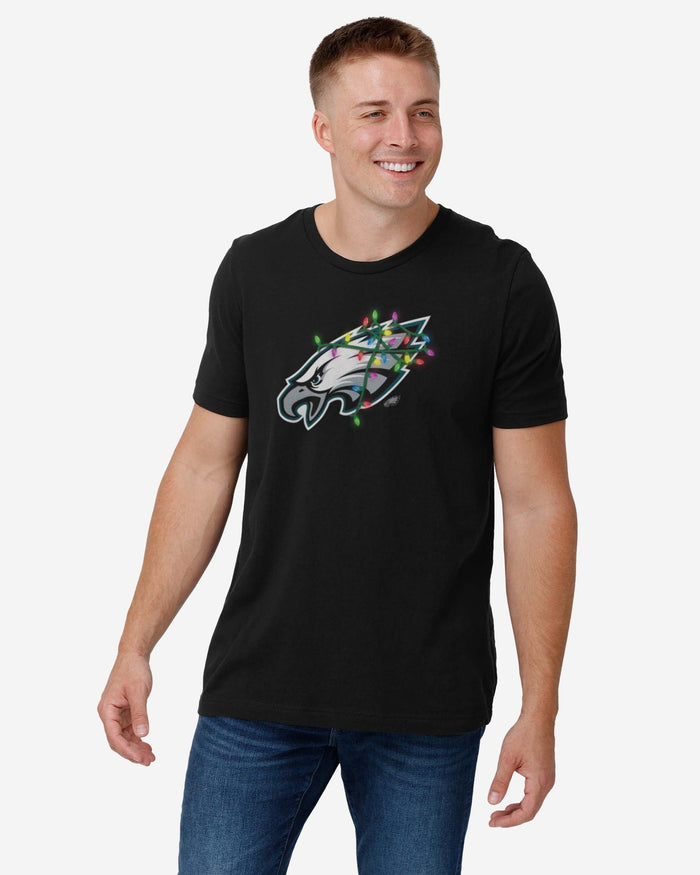 Philadelphia Eagles Primary Logo Holiday Lights T-Shirt FOCO - FOCO.com