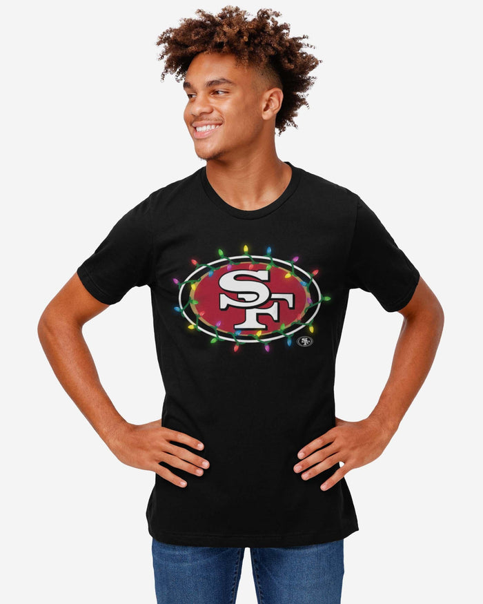 San Francisco 49ers Primary Logo Holiday Lights T-Shirt FOCO - FOCO.com