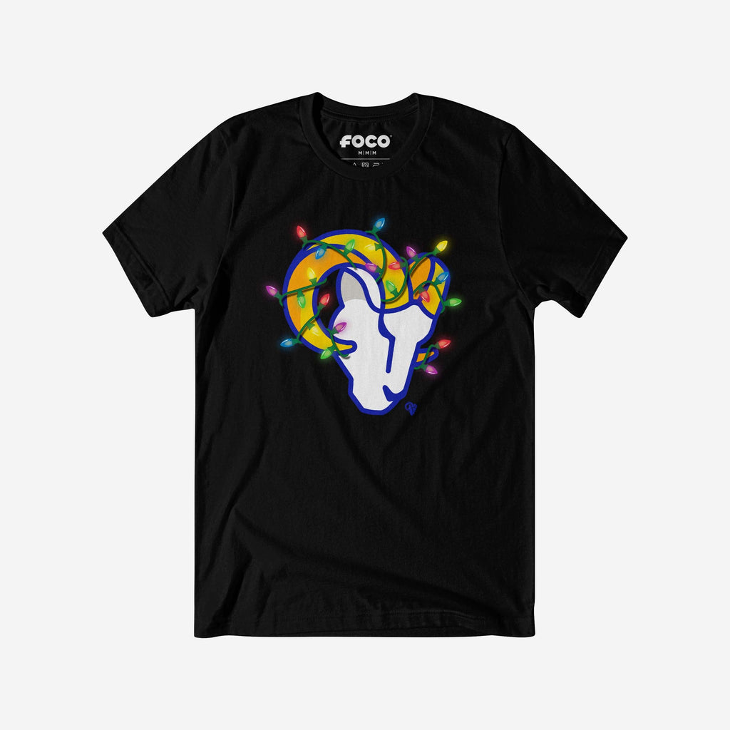 Los Angeles Rams Primary Logo Holiday Lights T-Shirt FOCO S - FOCO.com