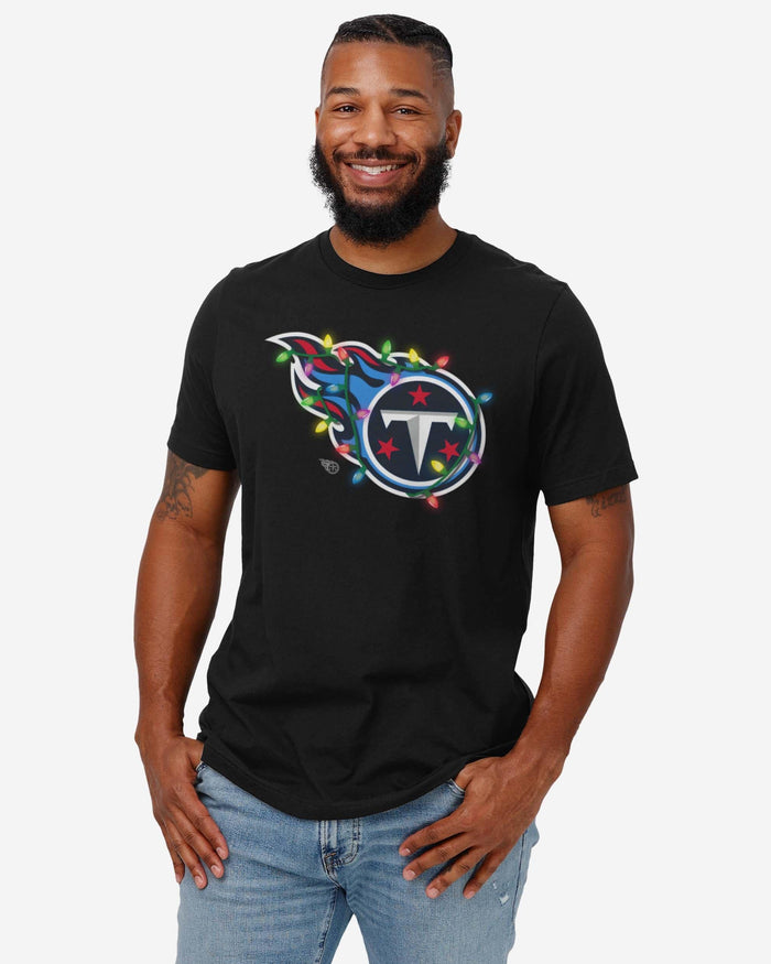 Tennessee Titans Primary Logo Holiday Lights T-Shirt FOCO - FOCO.com