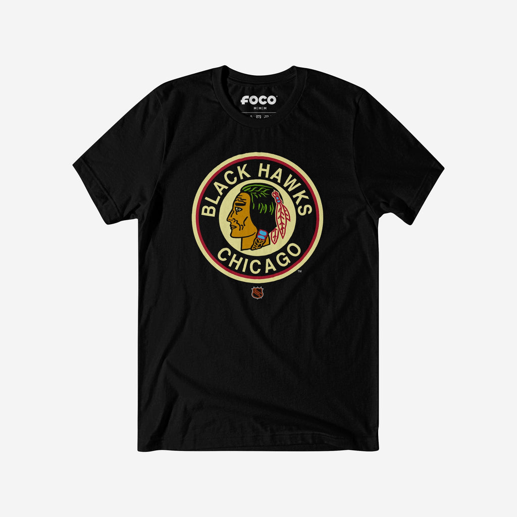 Chicago Blackhawks 1941 Retro Logo T-Shirt FOCO Black S - FOCO.com