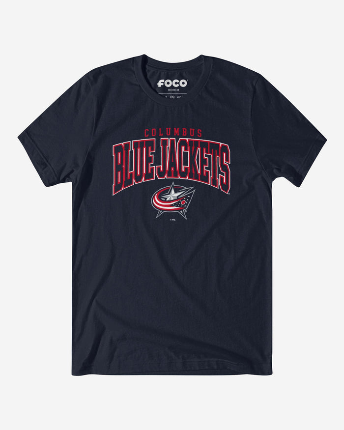 Columbus Blue Jackets Classic Arched Logo T-Shirt FOCO Navy S - FOCO.com