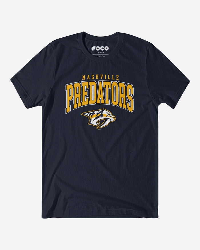 Nashville Predators Classic Arched Logo T-Shirt FOCO Navy S - FOCO.com