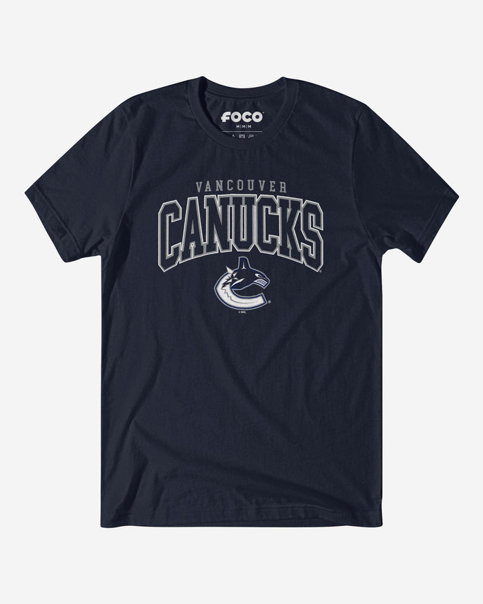 Vancouver Canucks Classic Arched Logo T-Shirt FOCO Navy S - FOCO.com