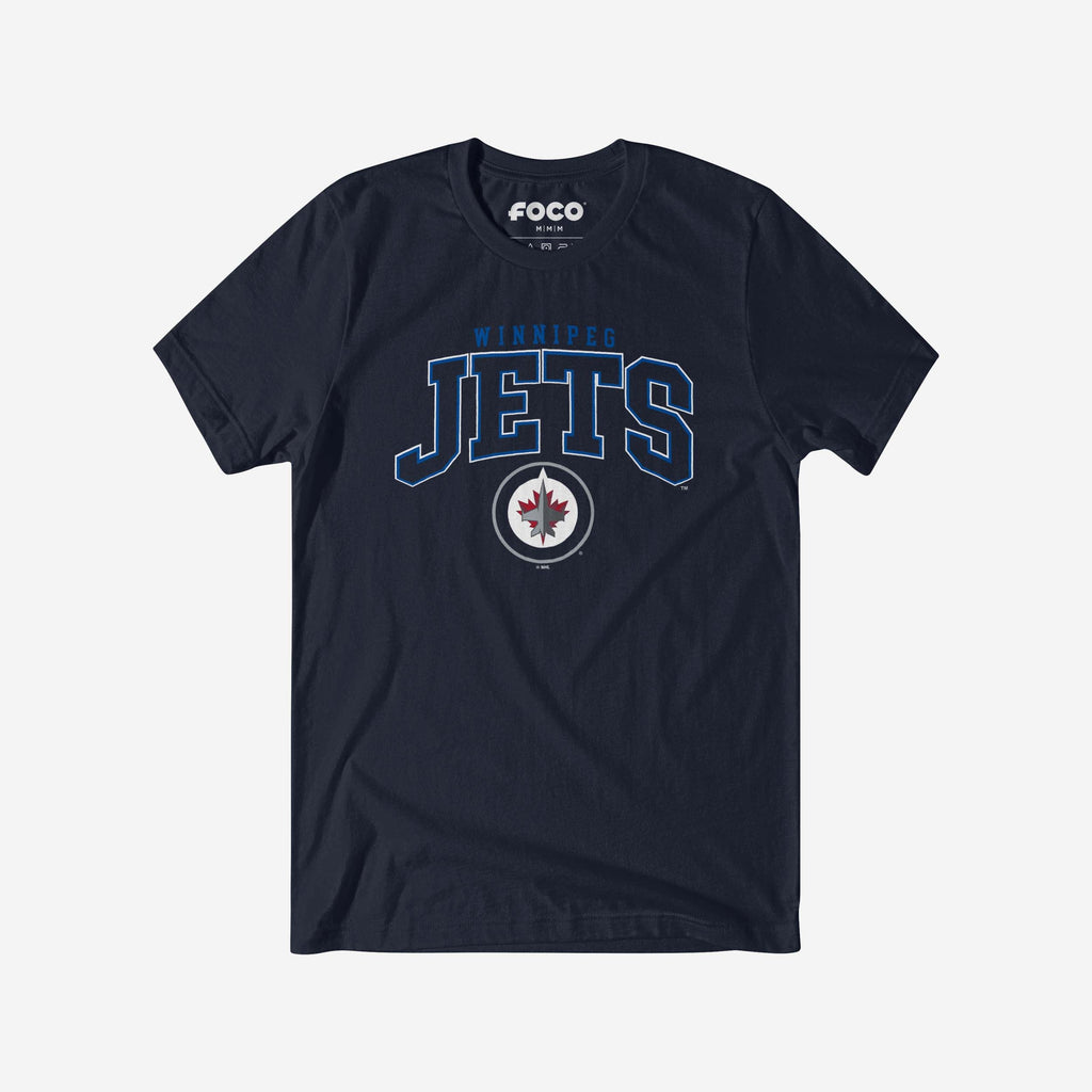 Winnipeg Jets Classic Arched Logo T-Shirt FOCO Navy S - FOCO.com