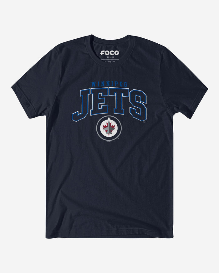 Winnipeg Jets Classic Arched Logo T-Shirt FOCO Navy S - FOCO.com